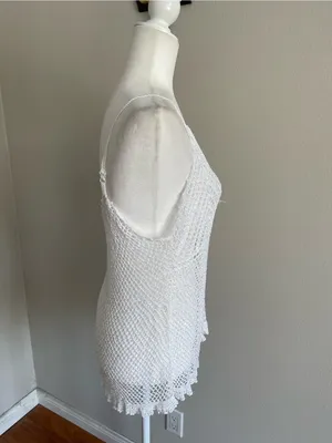 White Crochet V-Neck Camisole Tank thumbnail 4