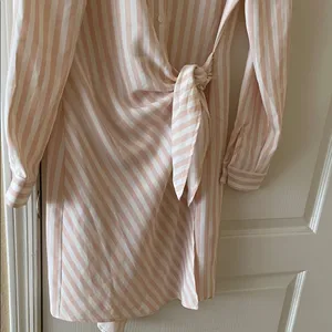 Alex Marie Cream and Blush Striped Wrap Shirt Dress thumbnail 4