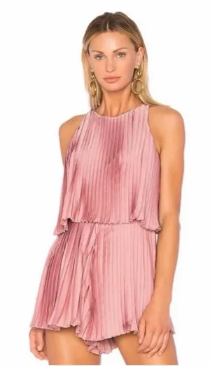 NWOT Lovers And Friends Nicki Pleated Romper Coquette Modern Sz‎ S thumbnail 1