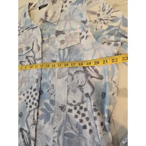 Creation Women Medium Floral Print Denim Style Button Down Jacket Blue Casual thumbnail 8