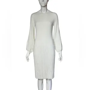 BEAUTIFUL by Lawrence Zarian Rayon Blend Elegant White Knit Dress S Small G#56 thumbnail 2