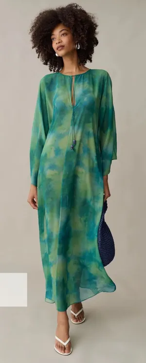 NWT Few Moda Ramona Coverup Dress size Small S lagoon watercolor green blue opt thumbnail 1