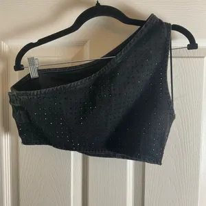 Zara Denim Crop Top With Rhinestones size medium thumbnail 7