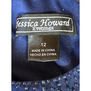 Jessica Howard Womens Evening Dress Blue Halter Beaded Neck & Waist Size 12 thumbnail 5