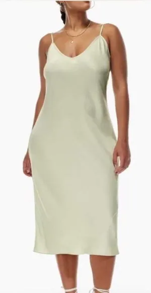 Aritzia Wilfred Satin Slip Dress Midi Mint Green Size Large thumbnail 1