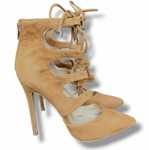 Shoe Republic LA Tan Suede Gladiator Styled Stiletto thumbnail 1