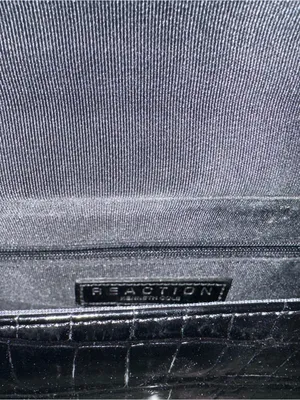 Reaction Kenneth Cole Black Croc-Embossed Shoulder Bag thumbnail 8