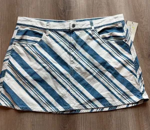 Universal Thread Blue and White Striped Mini Skirt‎ thumbnail 1