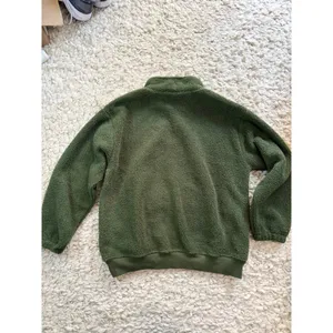 Women's Goumi Green Fleece Quarter-Zip Sweatshirt XS Sherpa Pockets thumbnail 2
