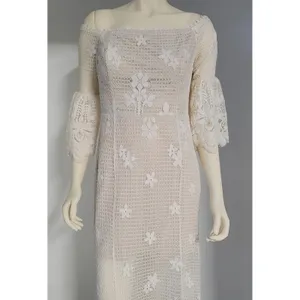 The Room Lace Dress Juniors L Ivory Off Shoulder Bell Sleeve Bridal Graduation thumbnail 14