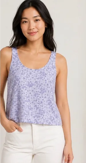 Patagonia Womens Garden Island Top Wildflower Purple Floral Tank Medium NWT thumbnail 1