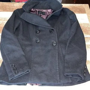 Banana Republic Womens Double Breasted Notch Collar Wool Blend Peacoat Black XS thumbnail 8