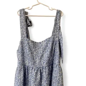 Altar'd State Blue Floral Tie-Strap Mini Dress Sz M thumbnail 4
