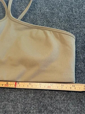 CSB Crop Shop Boutique Tan Strappy Padded Sports Bra Size L Yoga Workout Gym thumbnail 5