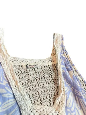 Intimately Free People Purple Cream Floral Tiered Maxi Dress Swing X-Small thumbnail 3