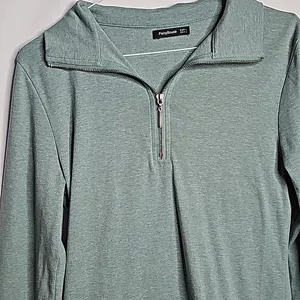 Patty Boutik 1/4 zip light green collared kangaroo pocket long sleeve shirt sz L thumbnail 3