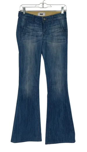 PAIGE Santa Monica Flare‎ Jeans Women's Blue Denim Stretch Bootcut Size 24 thumbnail 1