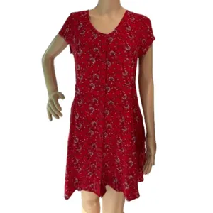 Band of Gypsies Red Floral Mini Dress Sz M thumbnail 2