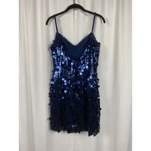 Stacees Dark Navy Sequin Mini Dress Sz.8 NWT Blue thumbnail 8