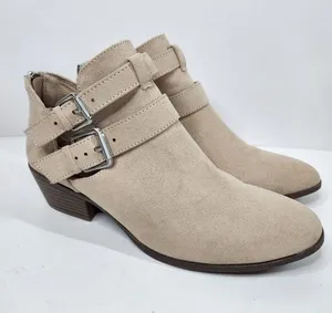 Francesca's Portia Buckle Faux Suede Ankle Booties size 7 Fall Boho thumbnail 1
