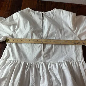 ASOS White Cotton Blend Tiered Smock Midi Dress Puff Sleeve US 8 F102585 thumbnail 4
