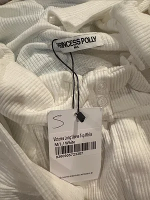 Princess Polly Victorea Off The Shoulder Long Sleeve White Top M thumbnail 5