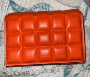 Quilted Orange Women's Crossbody Clutch - Stylish Everyday Bag thumbnail 1