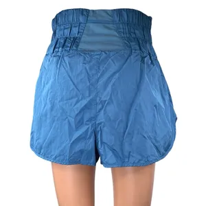 Free People FP Movement The Way Home Blue High Waist Smocked Athletic Shorts M thumbnail 3