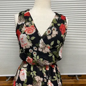 Disney Beauty And The Beast Black Red Rose Floral Sleeveless Maxi Dress Size S thumbnail 5