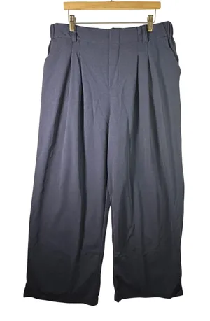 Halara Flex High‎ Waisted Pocket Wide Leg Waffle Work Pants Womens XL Tall Navy thumbnail 1