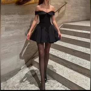 House of CB‎ 'Elida' black off shoulder mini dress NWOT size XS thumbnail 2