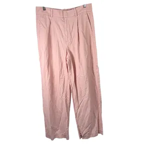 Madewell Slouchy Straight Leg Twill Pants Pink Office Preppy Linen Blend Women 4 thumbnail 2