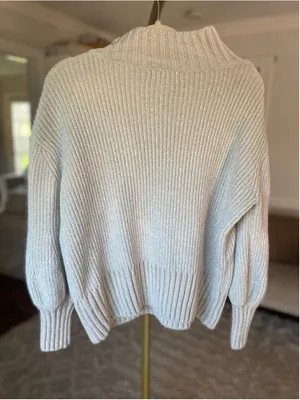 Cynthia Rowley Chenille Sweater Ribbed‎ Mock Neck Quiet Luxury Buttery Soft Cozy thumbnail 3