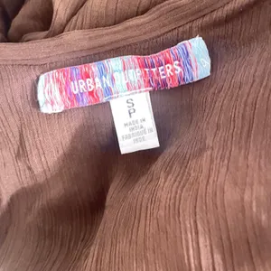 Urban Outfitters Mini Drress S Brown Tie Front Long Bell Sleeve‎ Boho Y2K Fairy thumbnail 8