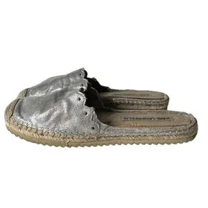 Karl Lagerfeld‎ Metallic Silver Espadrille Slides Slip on Shoes Women Size 7.5 thumbnail 4