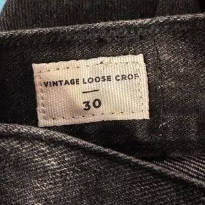 Pacsun SZ 30 Vintage Loose Crop Jeans Button-Fly Hi-Rise Seamed Leg Frayed Black thumbnail 9