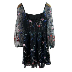 NWT JJ’s House Black Sheer Embroidered Dark Floral Romantic Dress Size M thumbnail 7