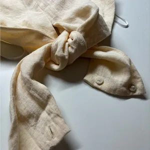 H&M Neutral Linen Tie-Front Bandeau Top | Cream | Small thumbnail 2