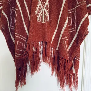 Women's Unique Boho Tribal Aztec Poncho Shawl Cardigan thumbnail 8