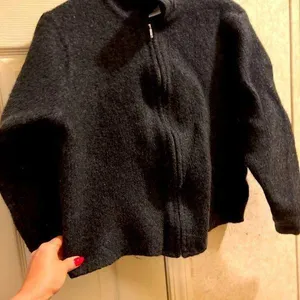Wool Cropped Coat Gray Size L thumbnail 1