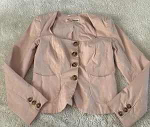 Free People Womens Dusty Pink Sz XS Boho Indie Cotton Blazer Soft Cottage Core thumbnail 1