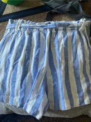 Love Tree Blue and White Striped Drawstring Bermuda Shorts thumbnail 3