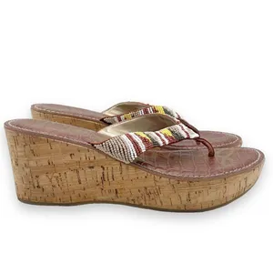 Sam Edelman Rosa Nude Ginger Beaded Thong Cork Wedge Sandal Flip Flop Size 8.5 thumbnail 8