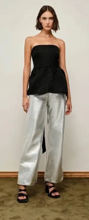 LAAGAM Metallic Wide Leg High‎ Rise Pants NWT Size XXS thumbnail 1