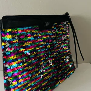 Victoria's Secret Rainbow Sequin Bag Makeup Clutch Purse Zippered Closure thumbnail 2