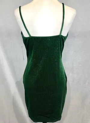 Liz & Sara sparkling shimmer green velvet mini dress size large NWT thumbnail 4