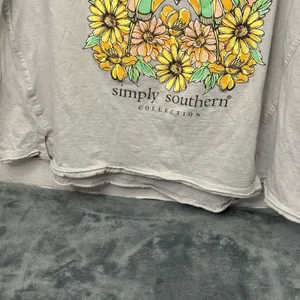 Simply Southern T-Shirt Women Kind Butterfly Flowers Medium Large Gray Oversized thumbnail 4