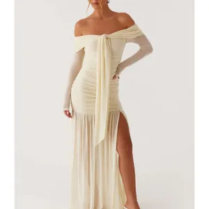 Peppermayo Maxi Dress Off Shoulder Flowy Ginny Size XXS Pale Butter Yellow thumbnail 5
