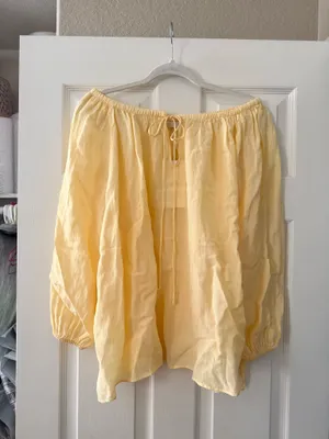 BNWT Zara ZW Collection Pastel Yellow Linen Blend Blouse thumbnail 8