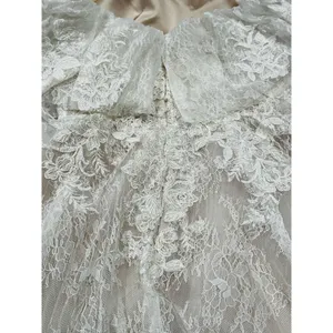 Theia Imelda off-the-shoulder embellished Chantilly Ivory lace bridal gown sz O thumbnail 12